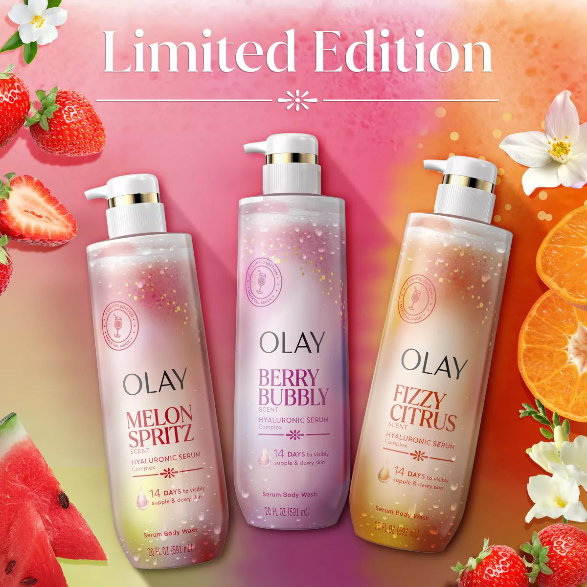 Olay Fizzy Citrus Hyaluronic Serum Body Wash - 20 Fl Oz: Moisturizing & Nourishing, Whole Body Use, Paraben-Free