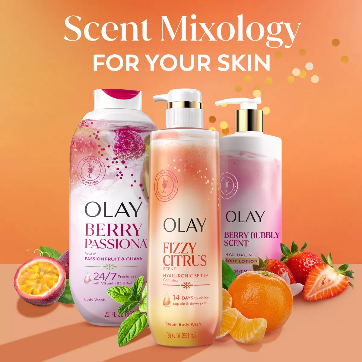Olay Fizzy Citrus Hyaluronic Serum Body Wash - 20 Fl Oz: Moisturizing & Nourishing, Whole Body Use, Paraben-Free