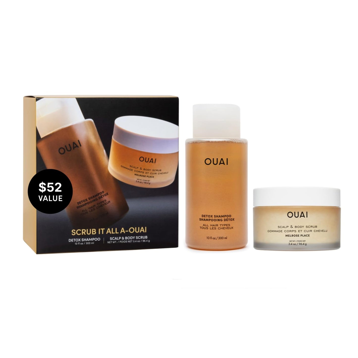 Hair Care Set - Clarifying Shampoo & Exfoliating Scalp Scrub - Deep Cleansing & Balancing - Hair Care Kit with Detox Shampoo & Travel Size Sugar Scrub for Scalp (2 Count)