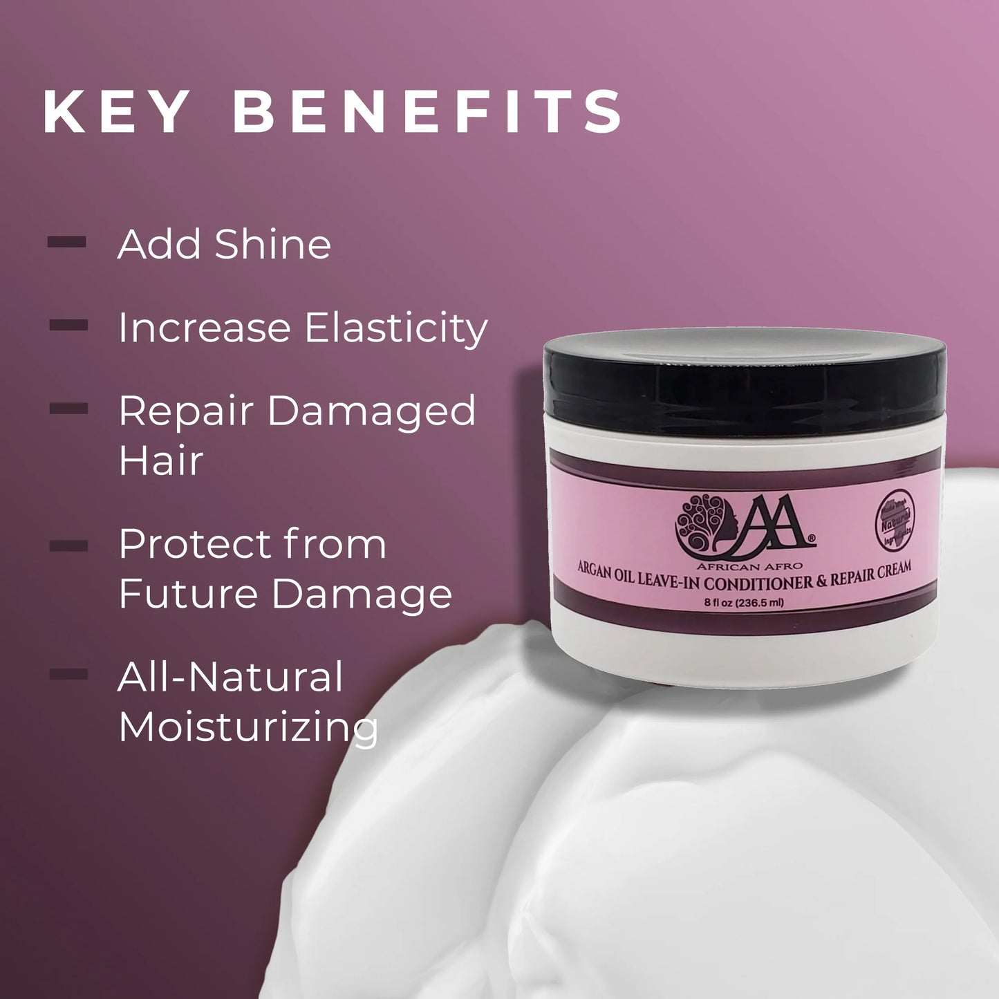 Argan Oil Leave in Conditioner and Hair Repair Cream | Leave in Conditioner for Curly Hair and All Other Hair Types | Made Cruelty-Free with Natural Ingredients | 8 Fl Oz