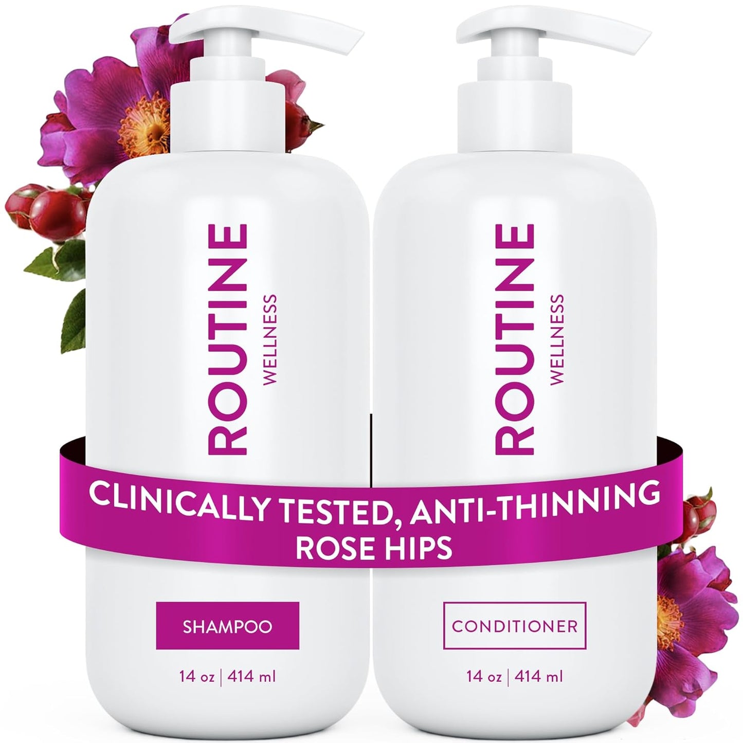 Anti-Thinning Shampoo and Conditioner Set for Thinning Hair - Biotin DHT Blocker Women & Men - Color Safe Shampoo for Hair Loss & Healthier Hair - Coconut & Vanilla (Pack of 2)