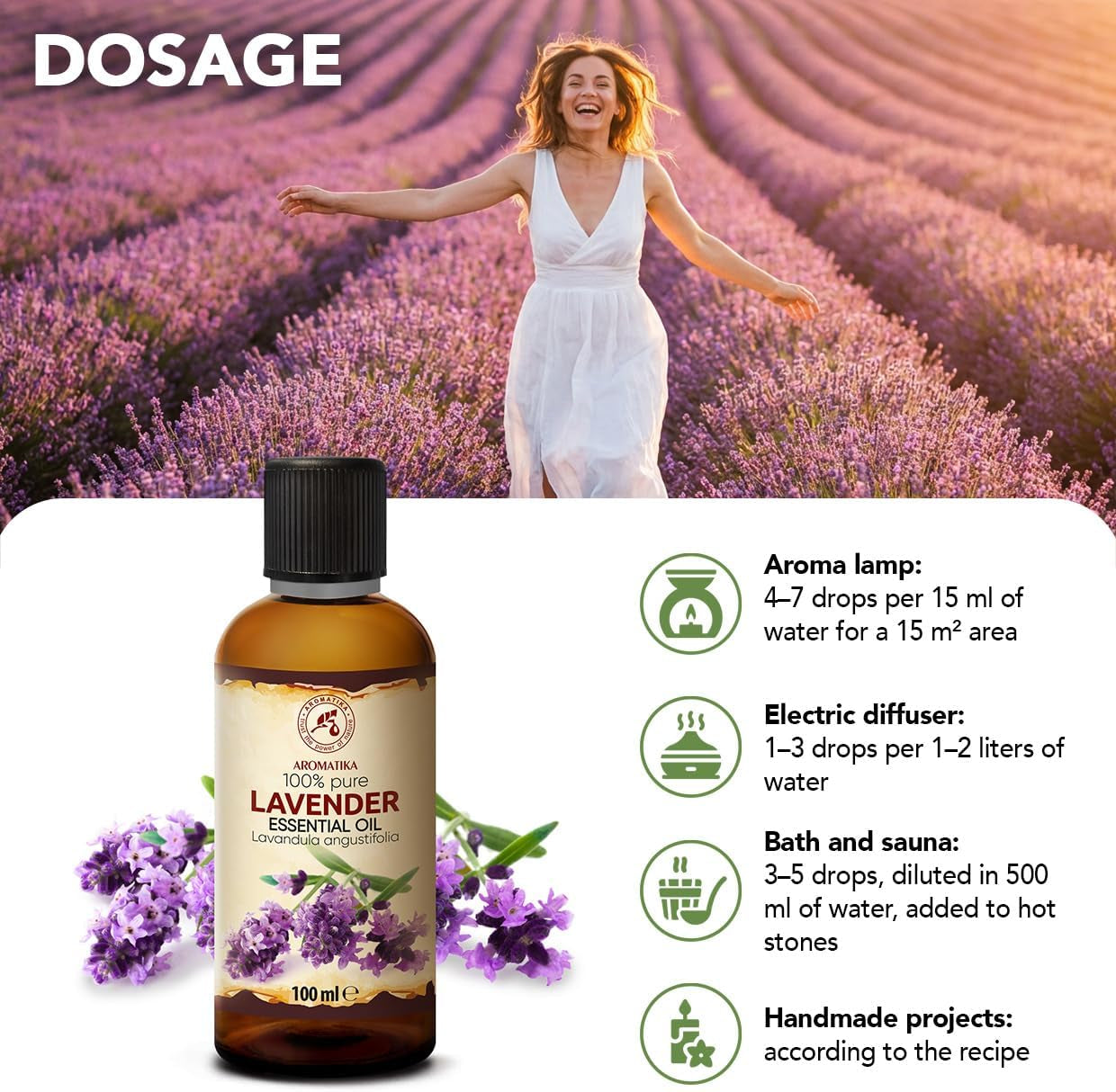 Lavender Essential Oils 6.8 Fl Oz for Diffusers - Aromatherapy - Pure Lavender Oil - Fragrance Oil for Sleep - Skin Care - Body - Hair