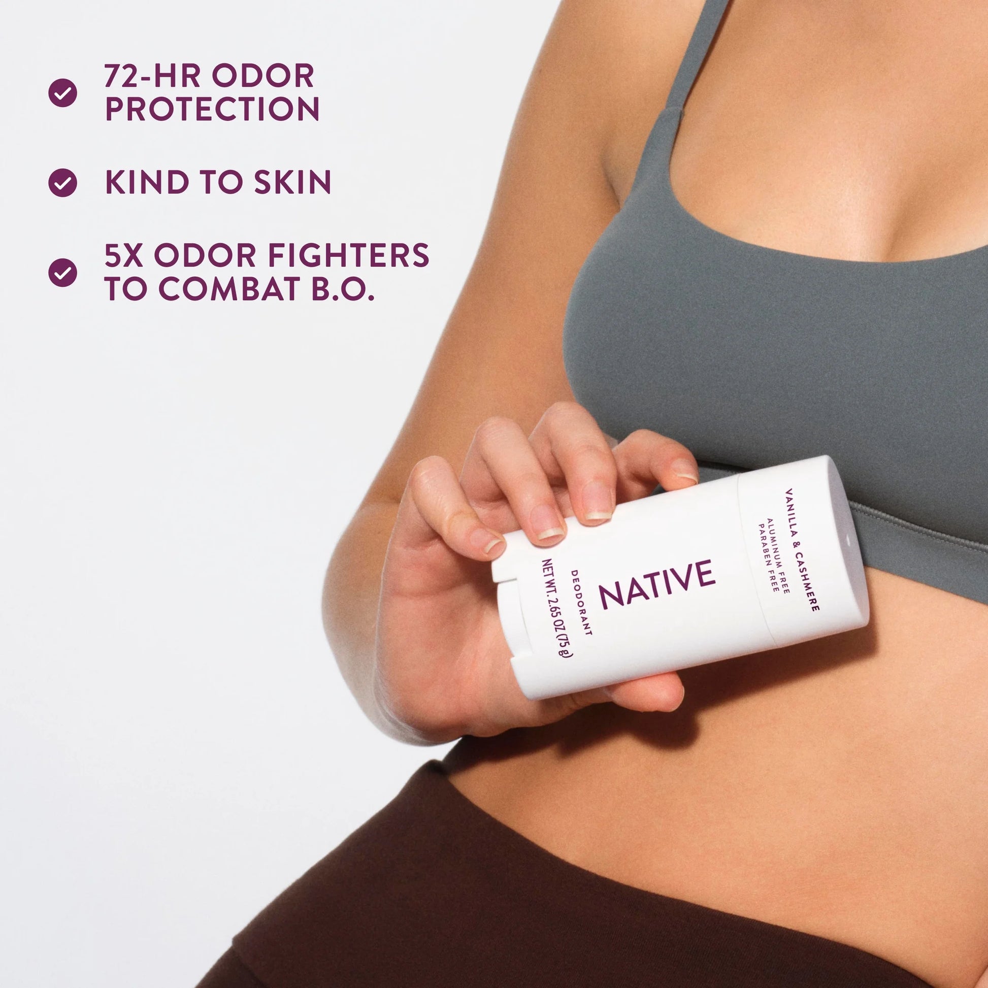 Aluminum Free Deodorant for Women, 72 Hour Solid Deodorant Stick, Vanilla & Cashmere, 2.65Oz