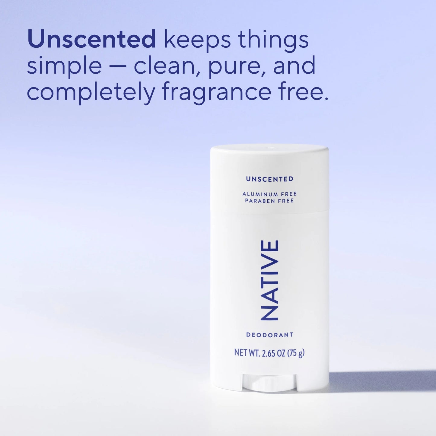 Fragrance Free Deodorant for Men & Women, 72 Hour Solid Deodorant Stick, Unscented, 2.65Oz