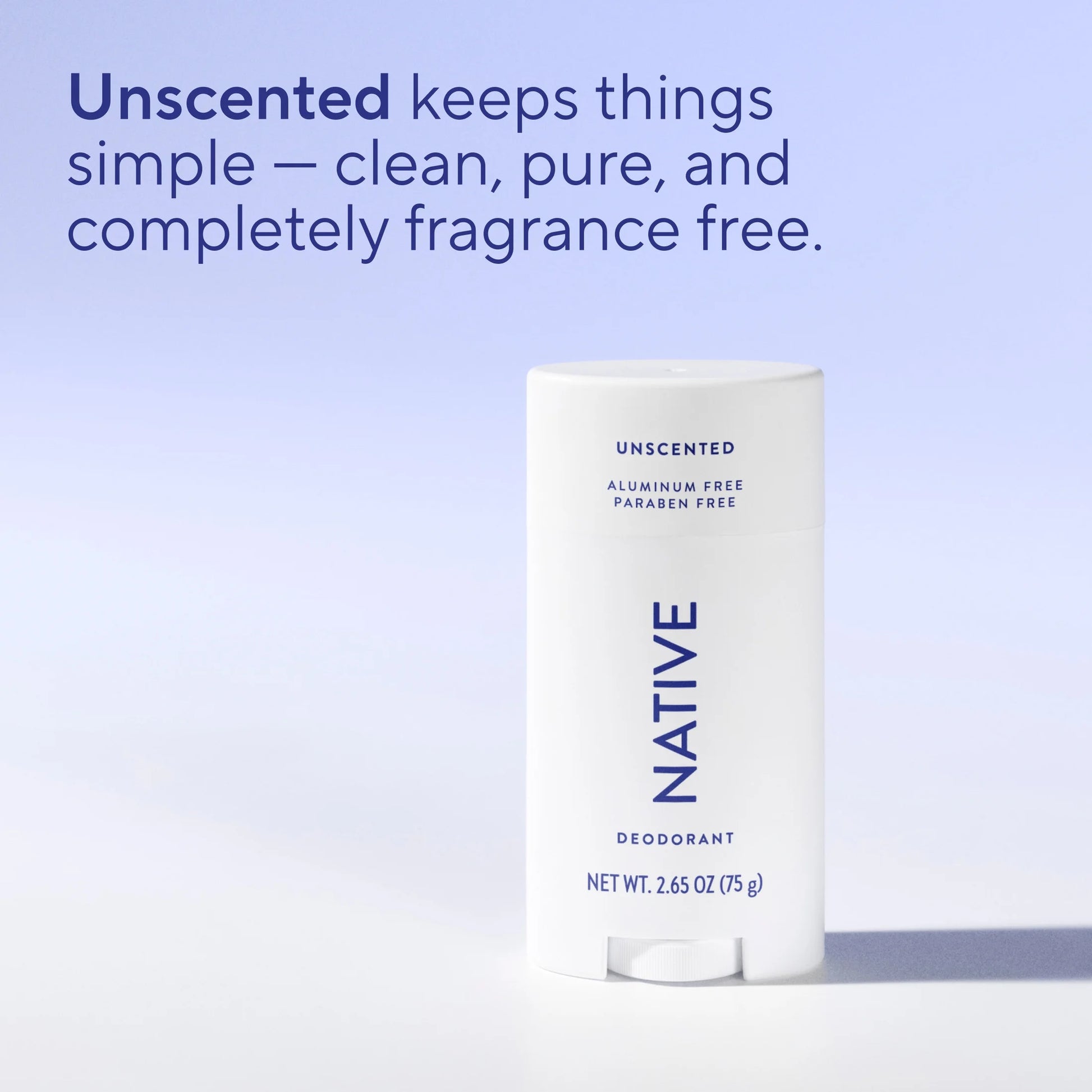 Fragrance Free Deodorant for Men & Women, 72 Hour Solid Deodorant Stick, Unscented, 2.65Oz